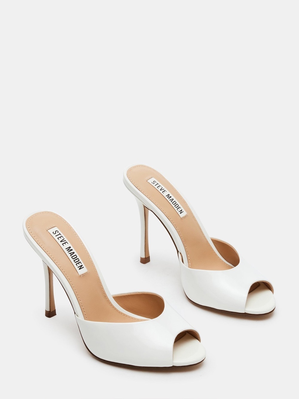 Steve Madden Priya Mules, White Patent 7.5